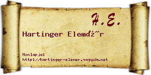 Hartinger Elemér névjegykártya